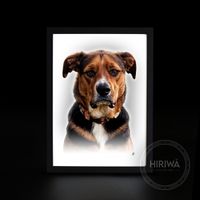 Custom portrait of a brown dog with a dark muzzle and expressive face.