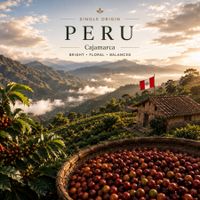 Single origin Peru coffee beans from Cajamarca and Amazonas with chocolate, almond, and citrus notes.